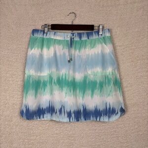 Chico's Zenergy Skort 1.5 US 10 Blue Green Multi printed Pull On Stretch Waist